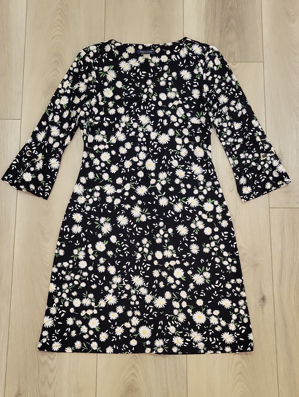 Tommy Hilfiger Black Daisy-Print Midi Dress
